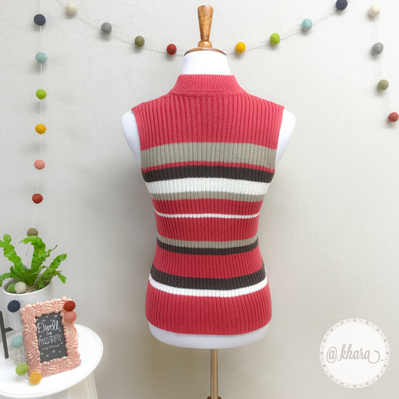 Stephanie Parks Pink Striped Sleeveless Sweater - Picture 2 of 7
